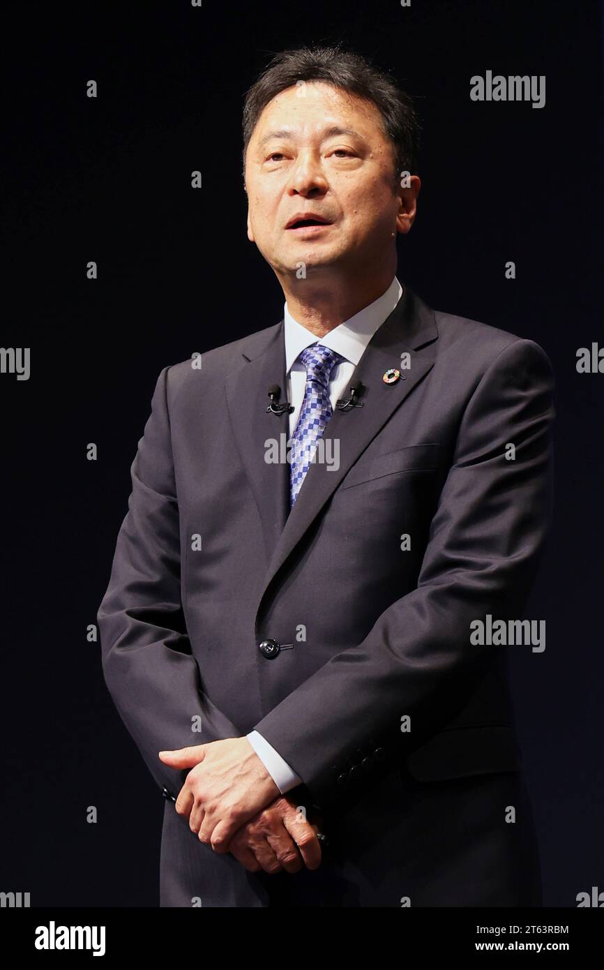 Tokyo, Japan. 8th Nov, 2023. Junichi Miyakawa President and CEO of SoftBank Corp. speaks during a news conference to announce company's earnings results for their second quarter (April - September, 2023) fiscal year ended in March 31, 2024. (Credit Image: © Rodrigo Reyes Marin/ZUMA Press Wire) EDITORIAL USAGE ONLY! Not for Commercial USAGE! Stock Photo