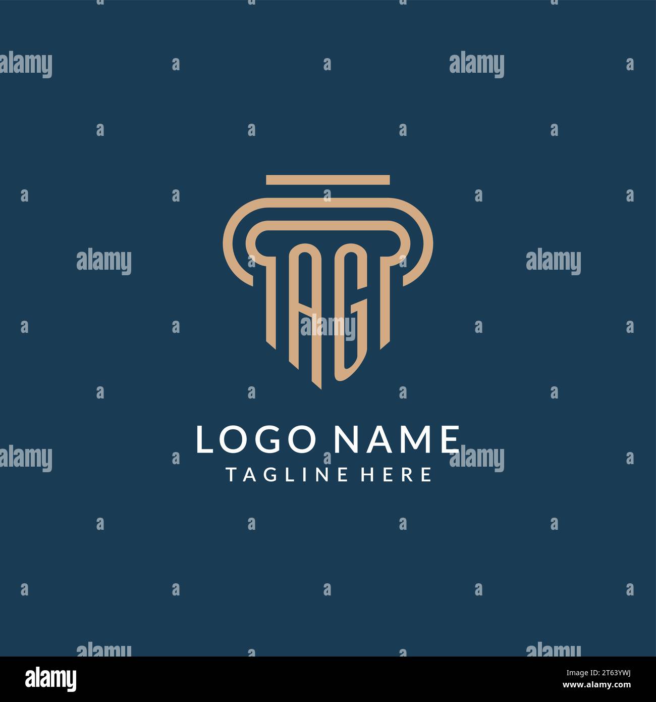 Initial AG pillar logo style, luxury modern lawyer legal law firm logo ...