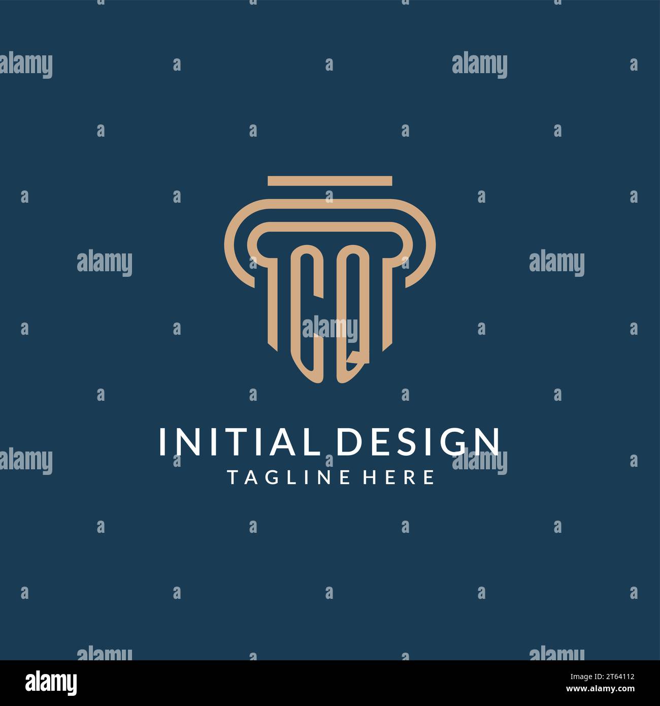 Initial CQ pillar logo style, luxury modern lawyer legal law firm logo ...