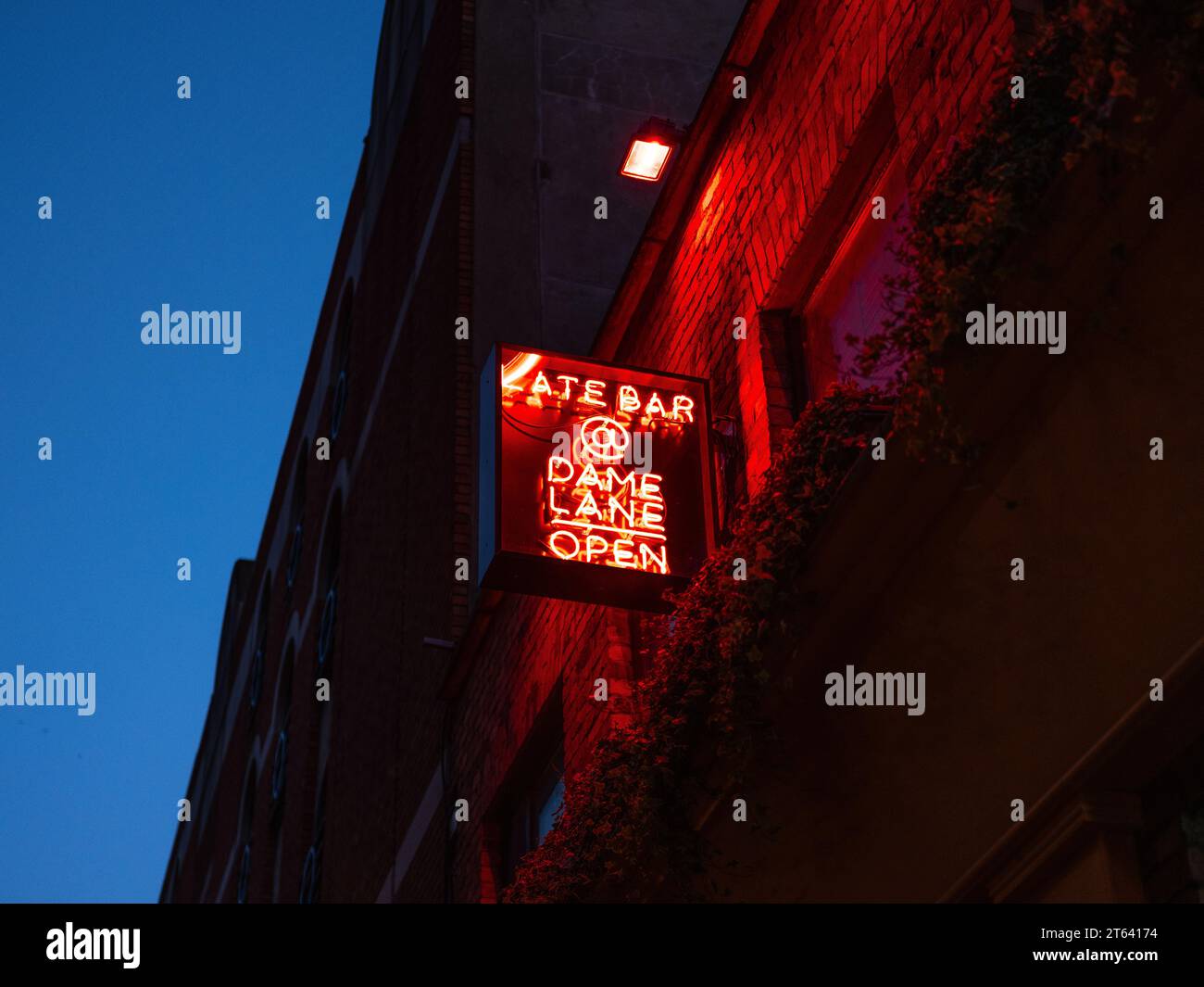 Neon signs in Dublin city, Ireland. Stock Photo