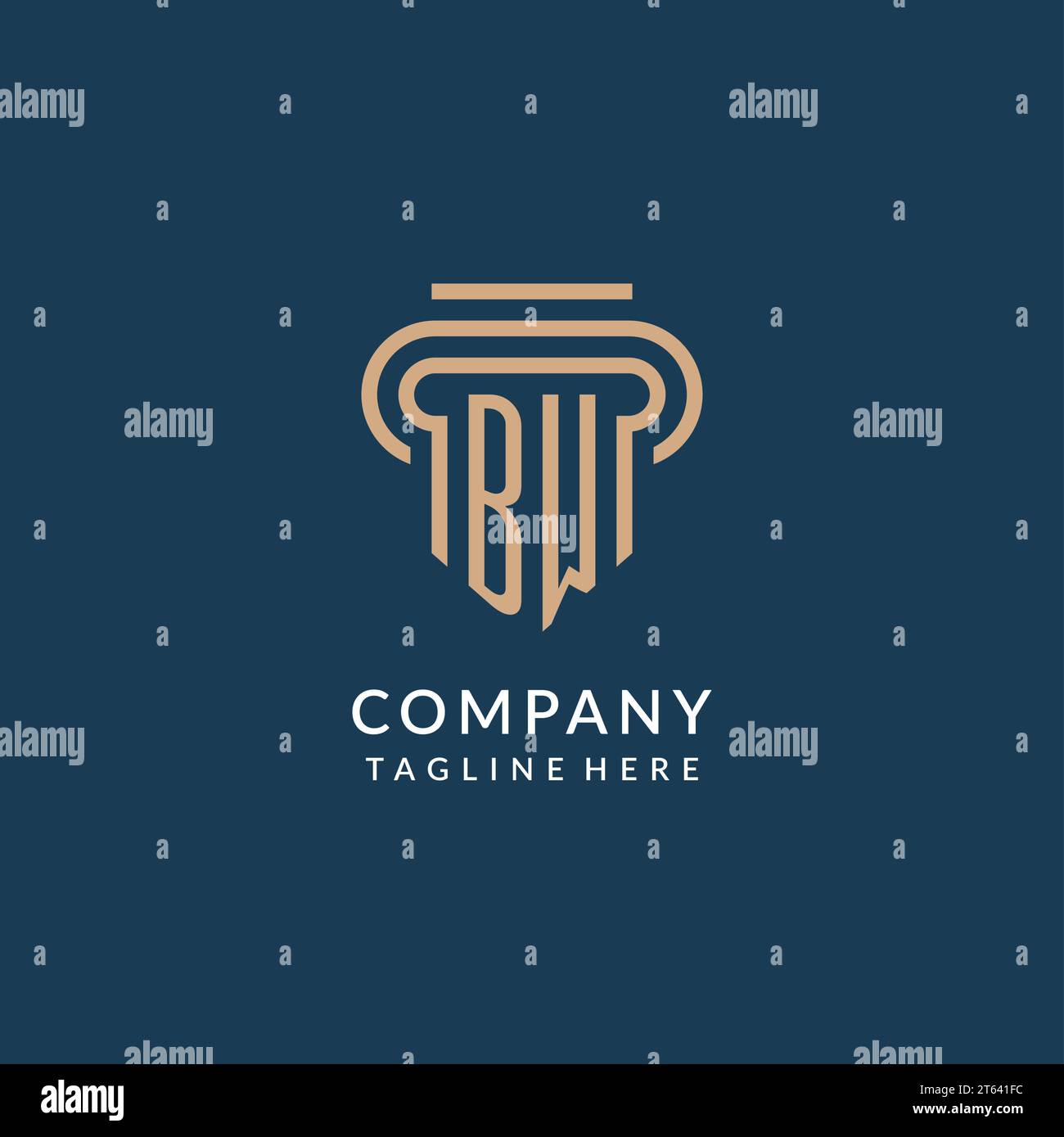 Initial BW pillar logo style, luxury modern lawyer legal law firm logo ...