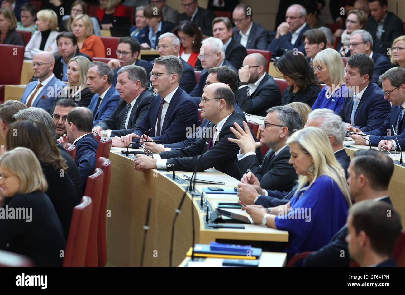 Munich, Germany. 08th Nov, 2023. Members of the Bavarian sit in