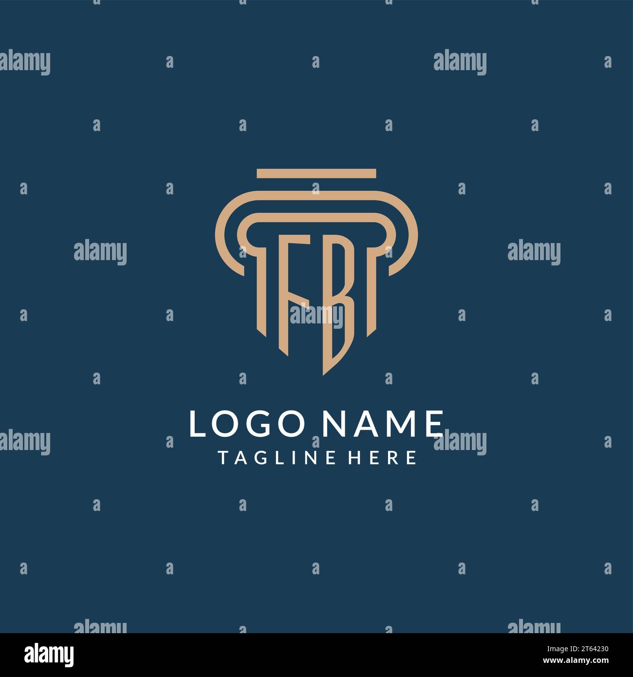 Initial FB pillar logo style, luxury modern lawyer legal law firm logo ...