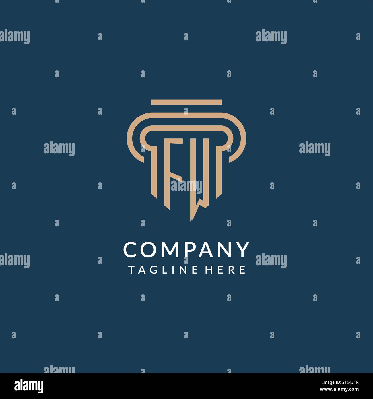Initial FW pillar logo style, luxury modern lawyer legal law firm logo ...