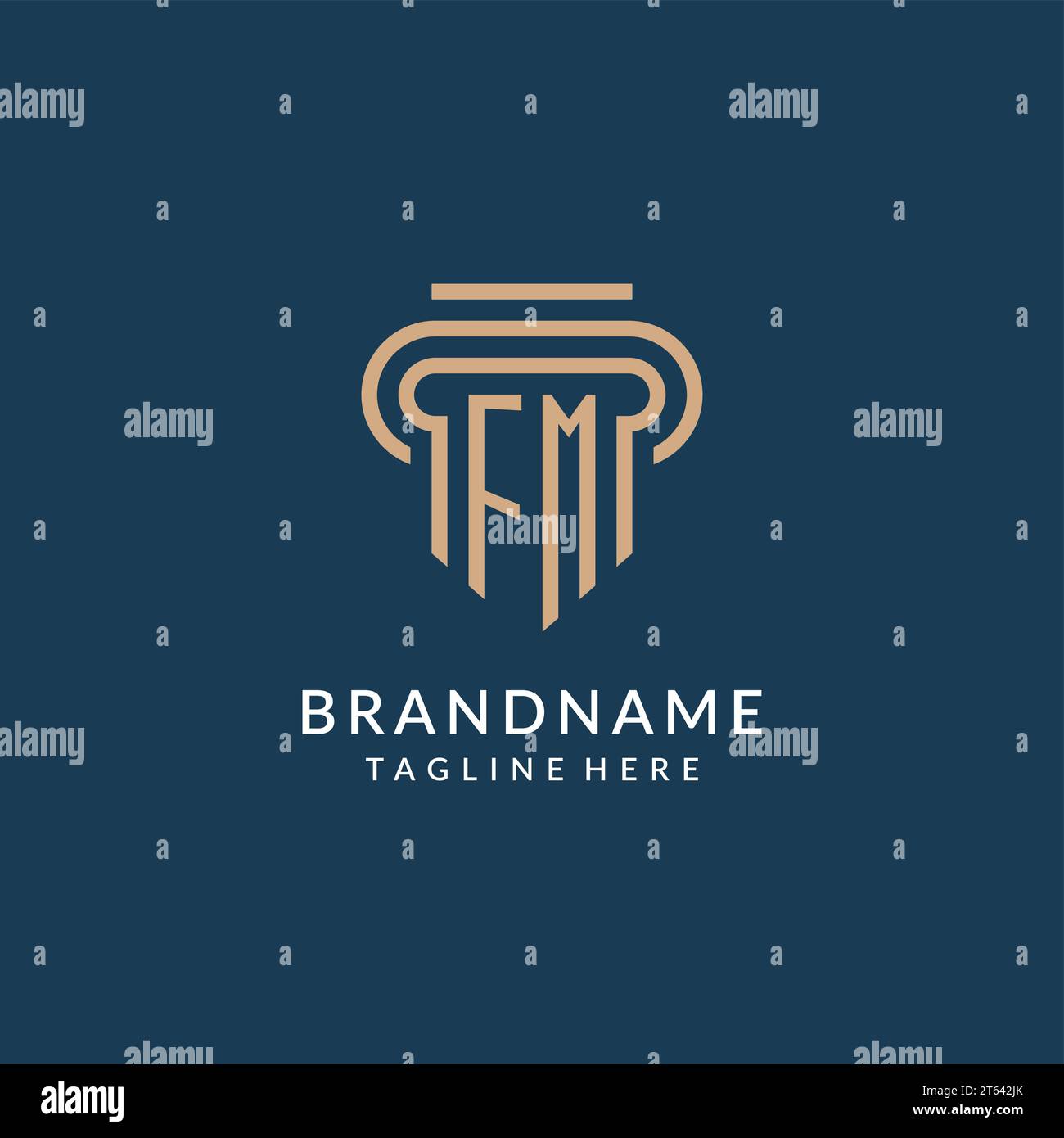 Initial FM pillar logo style, luxury modern lawyer legal law firm logo ...