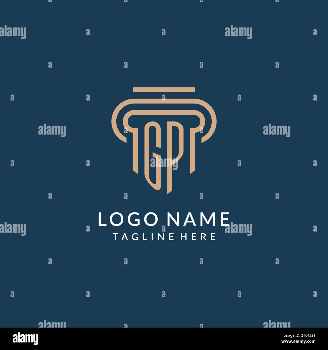 Initial GP pillar logo style, luxury modern lawyer legal law firm logo ...