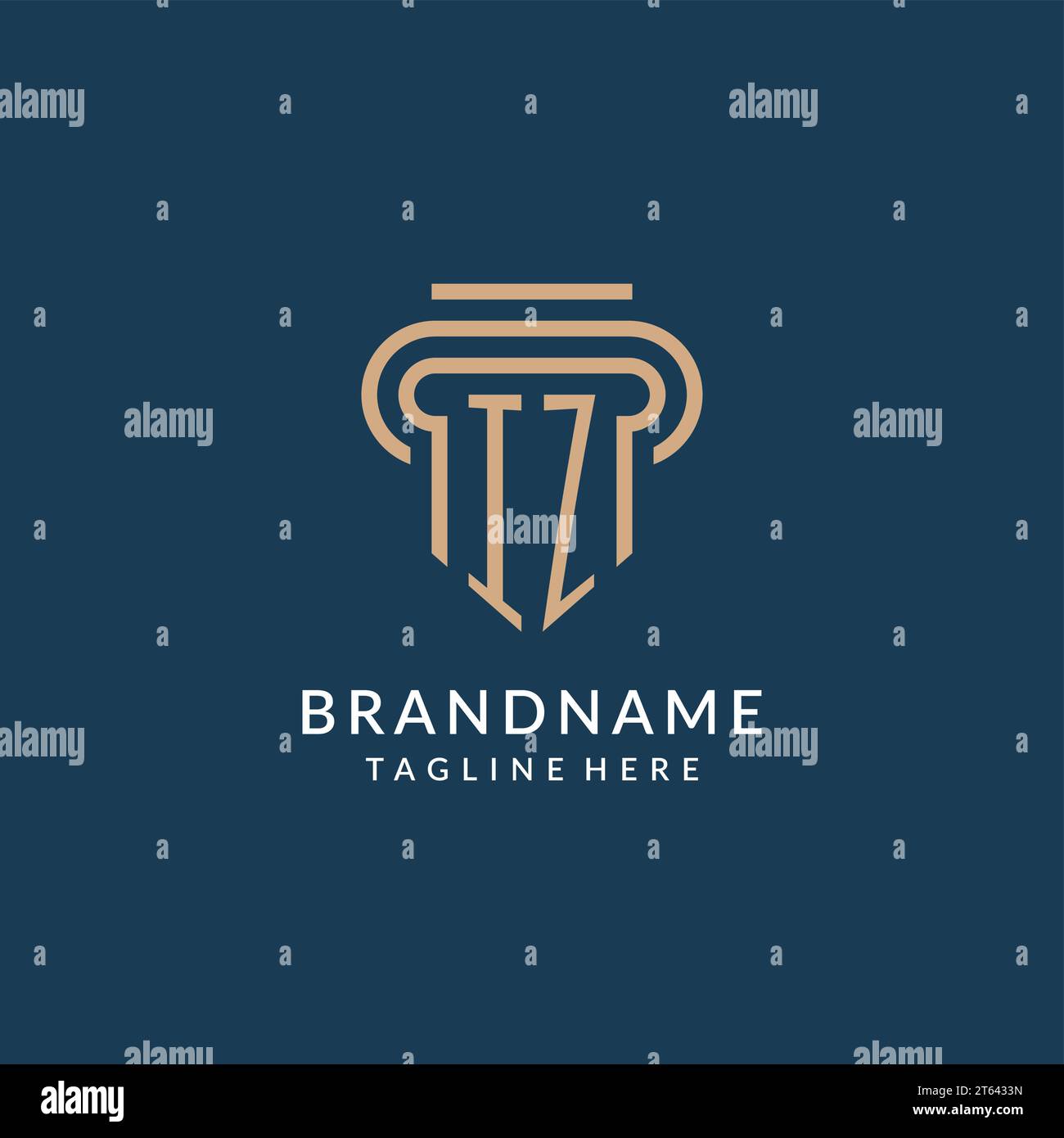 Initial IZ pillar logo style, luxury modern lawyer legal law firm logo ...