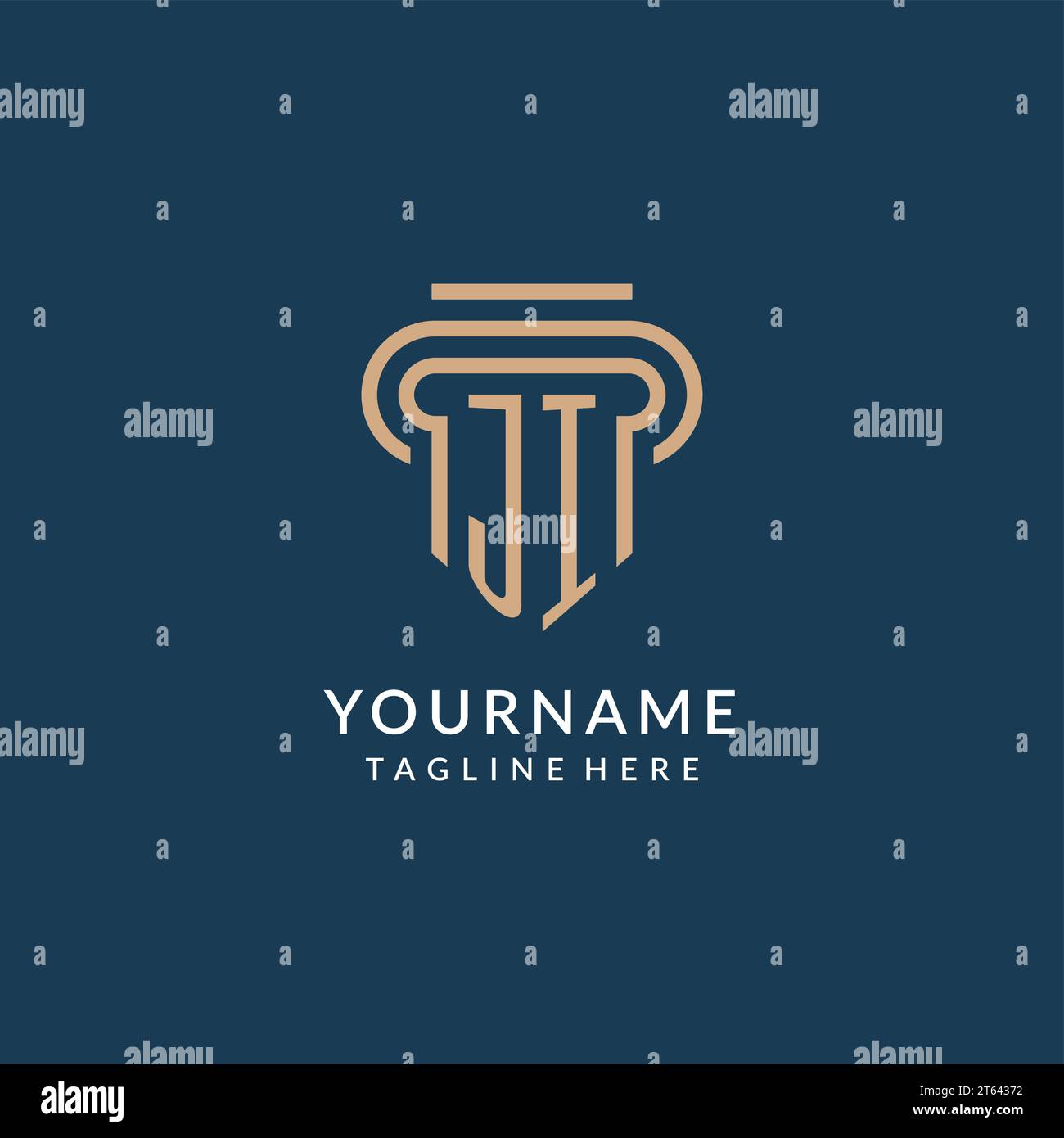 Initial JI pillar logo style, luxury modern lawyer legal law firm logo ...