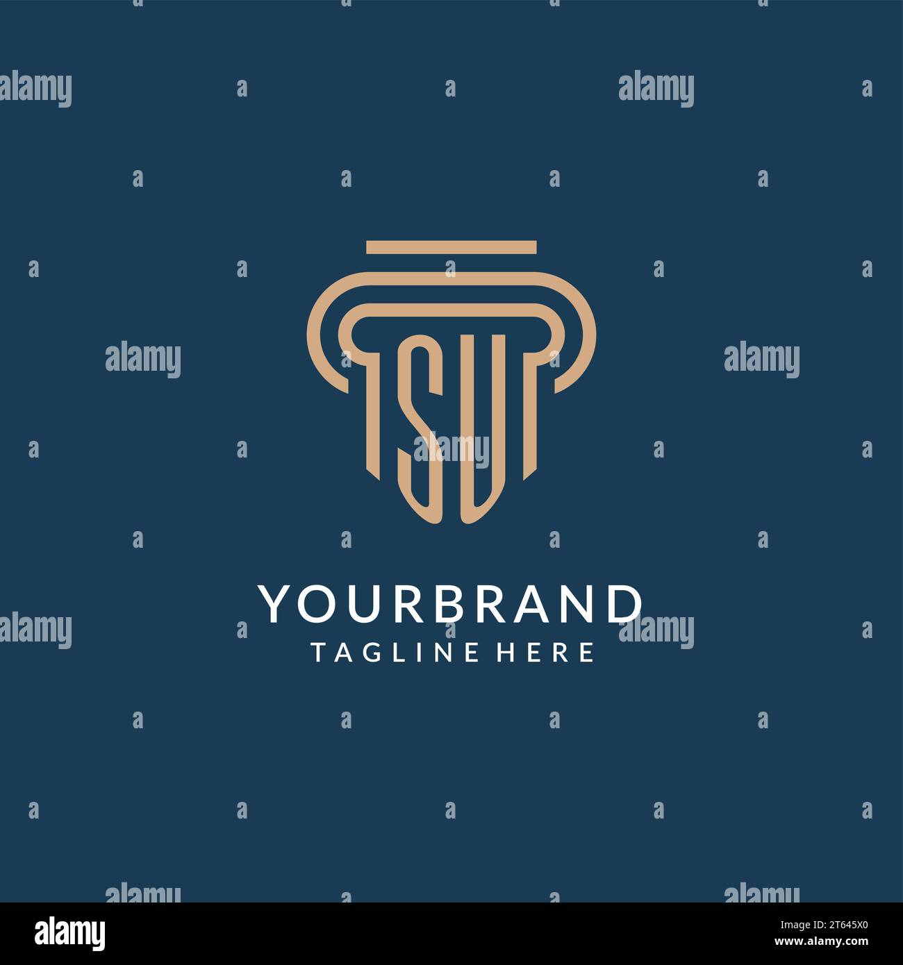 Initial SU pillar logo style, luxury modern lawyer legal law firm logo design vector graphic Stock Vector