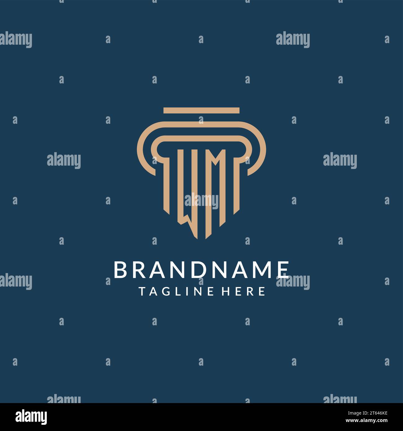 Initial WM pillar logo style, luxury modern lawyer legal law firm logo ...