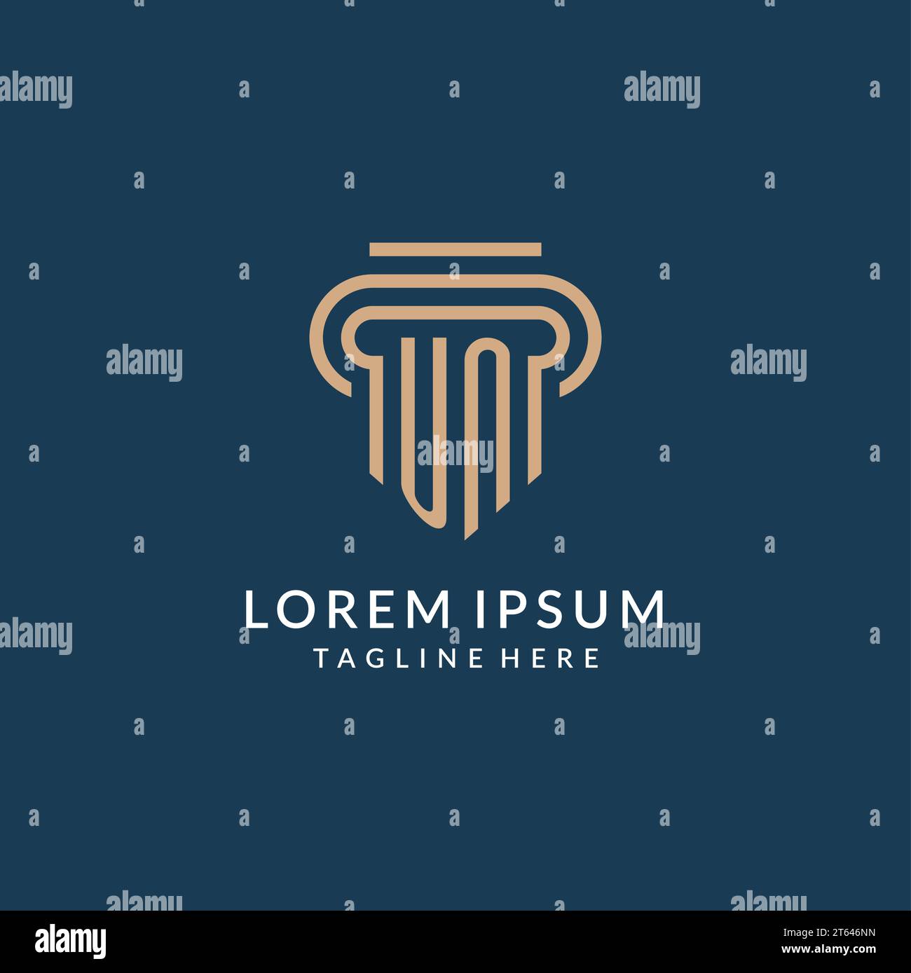 Initial UN pillar logo style, luxury modern lawyer legal law firm logo ...