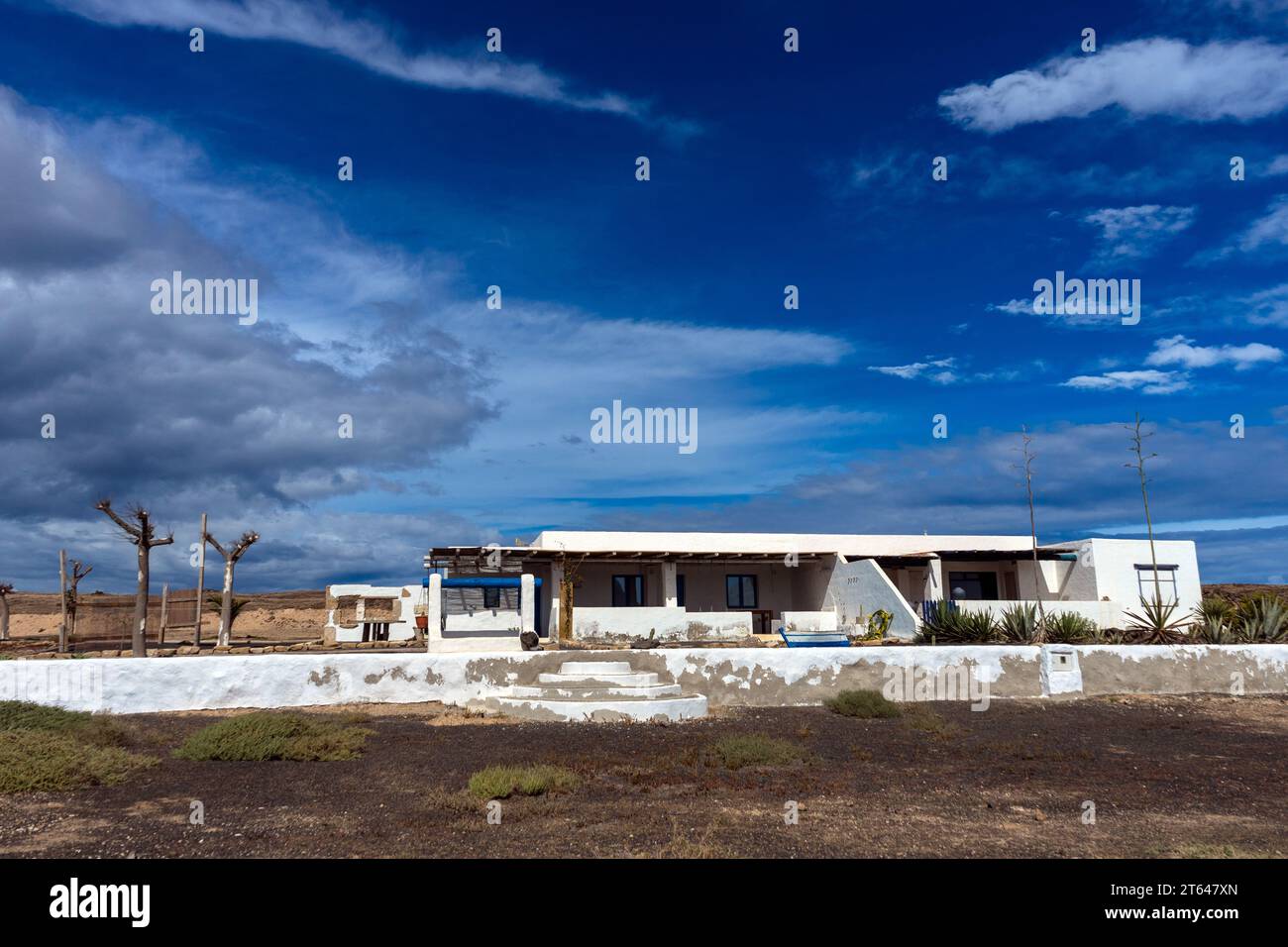 Spain, Canary Islands, La Graciosa: white houses in the village of ...