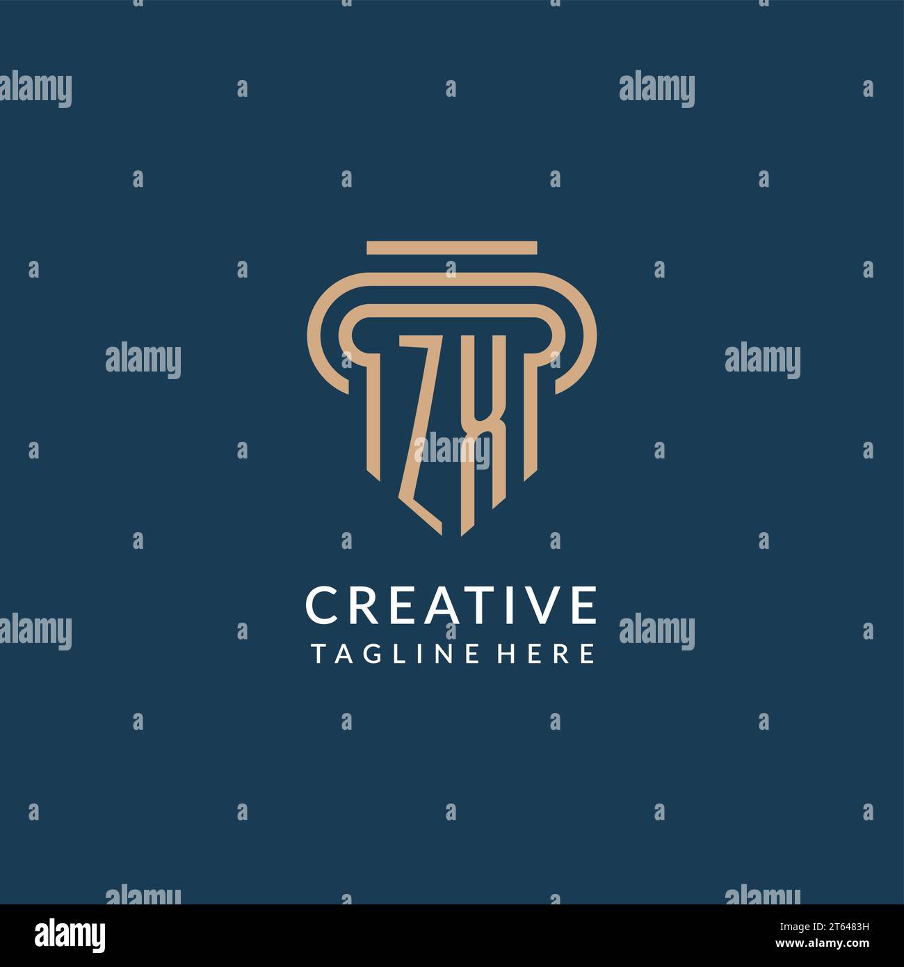 Initial ZX pillar logo style, luxury modern lawyer legal law firm logo ...