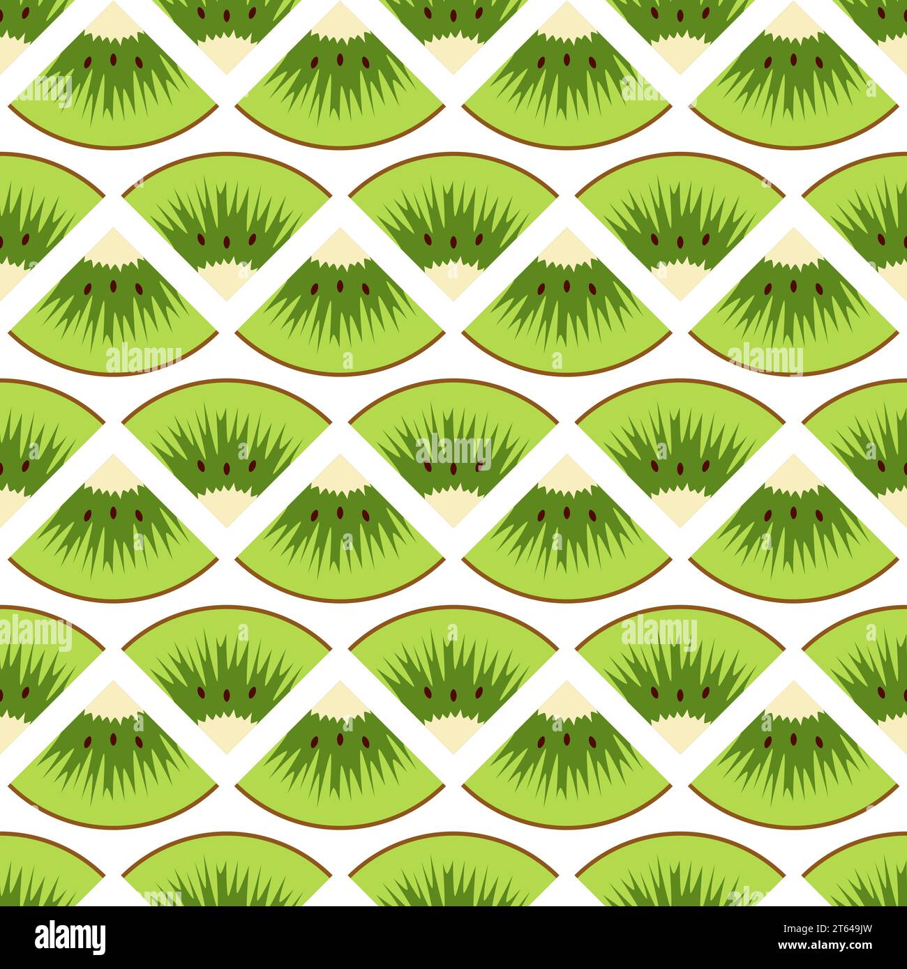 Seamless pattern with cut green kiwi fruit. Vector colorful background. Stock Vector