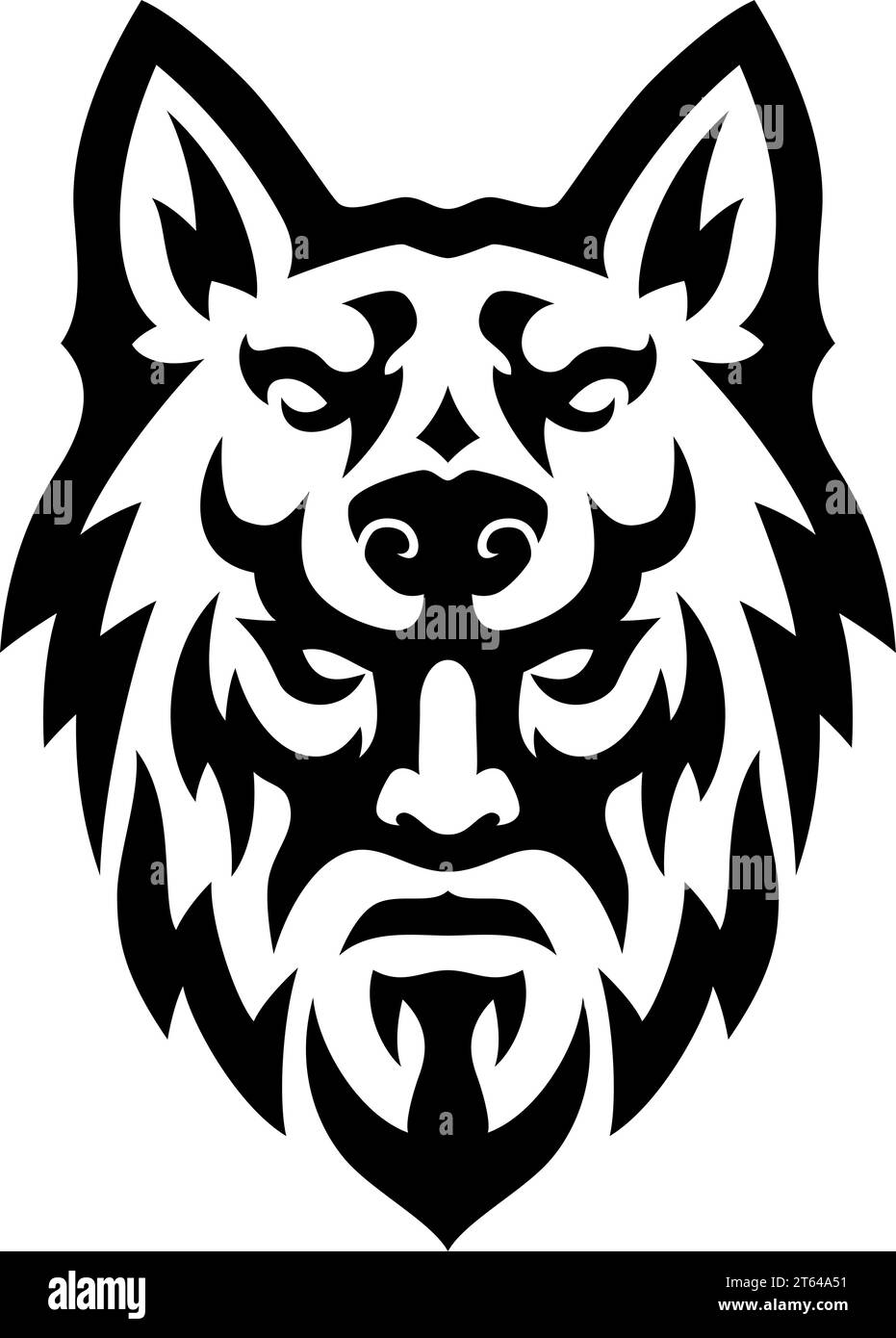 The Warrior Wearing Wolf Head Skin Tattoo Design Stock Vector