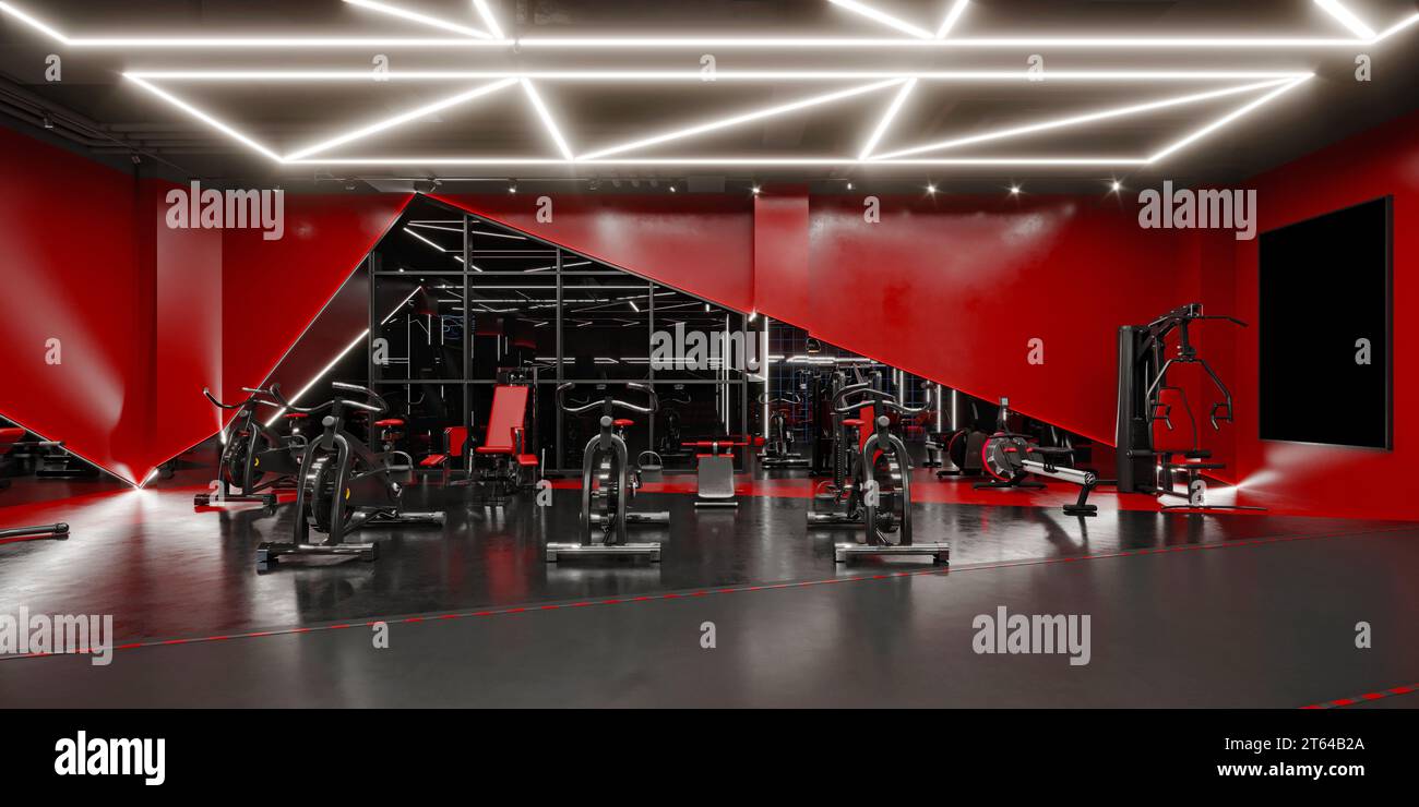 3d render fitness workout wellness center Stock Photo - Alamy