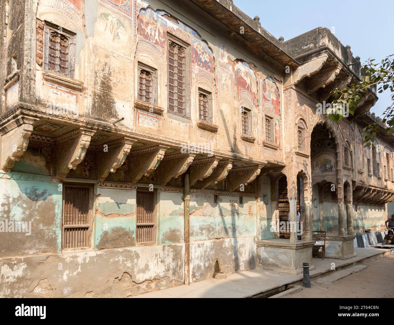 Bansidhar Bhagat Haveli, Nawalgarh, Rajasthan, Indien. Als Haveli werden die palastartig ausgestalteten Wohnhäuser wohlhabender – meist muslimischer – Stock Photo