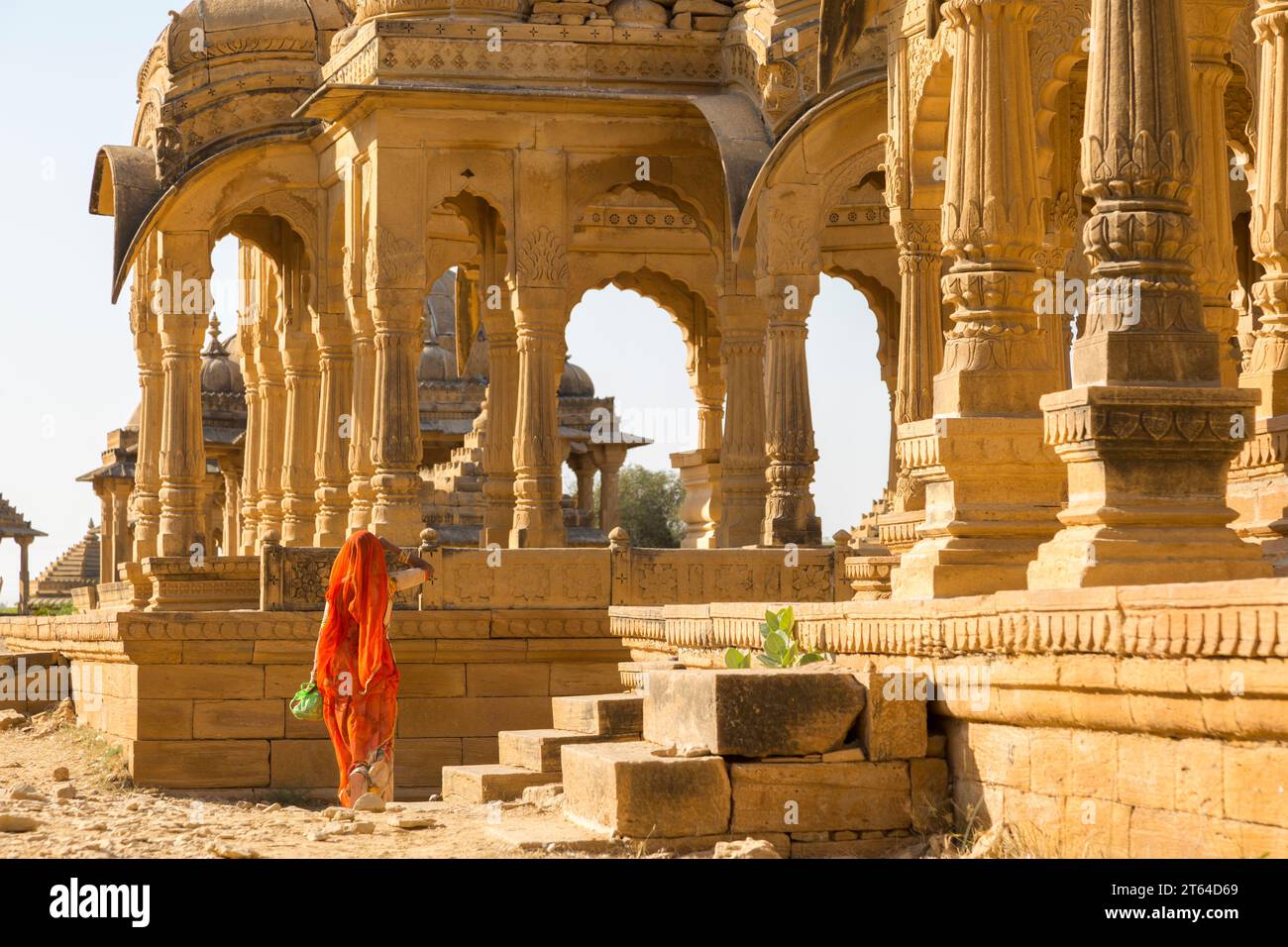 Bada Bagh Cenotaphs, Königliche Chatris, Jaisalmer, Rajasthan, Indien Stock Photo