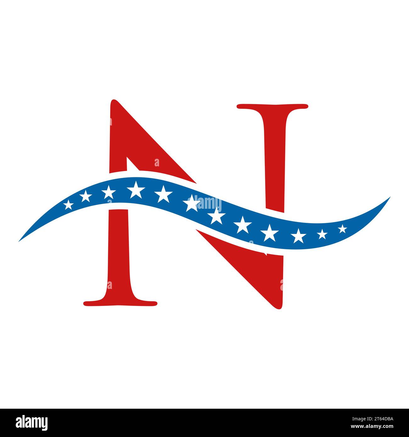 Letter N America Logo USA Flag. Patriotic American Business Logo Design On Letter N Template Stock Vector