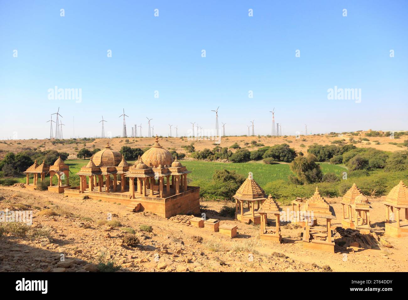 Bada Bagh Cenotaphs, Königliche Chatris, Jaisalmer, Rajasthan, Indien Stock Photo