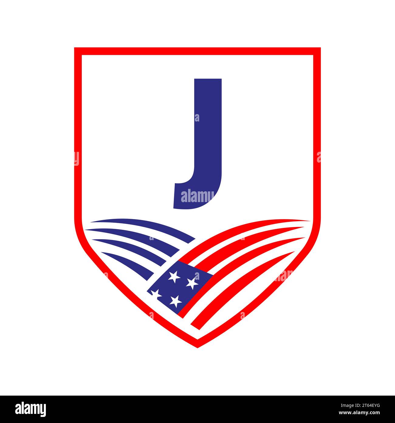 Letter J American Agriculture Logo Template. Usa Agriculture Logotype On Alphabet J Concept Stock Vector