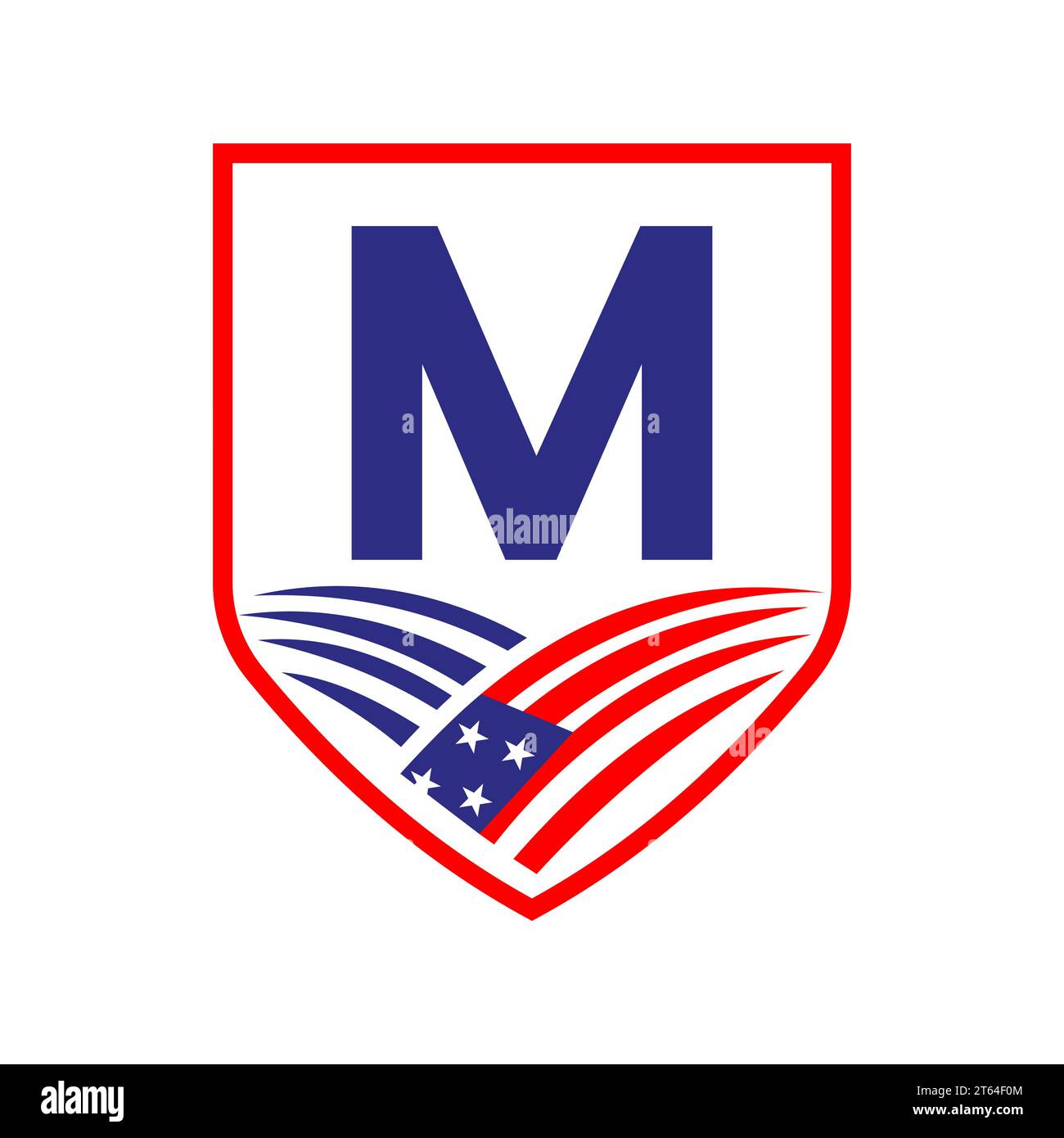Letter M American Agriculture Logo Template. Usa Agriculture Logotype On Alphabet M Concept Stock Vector