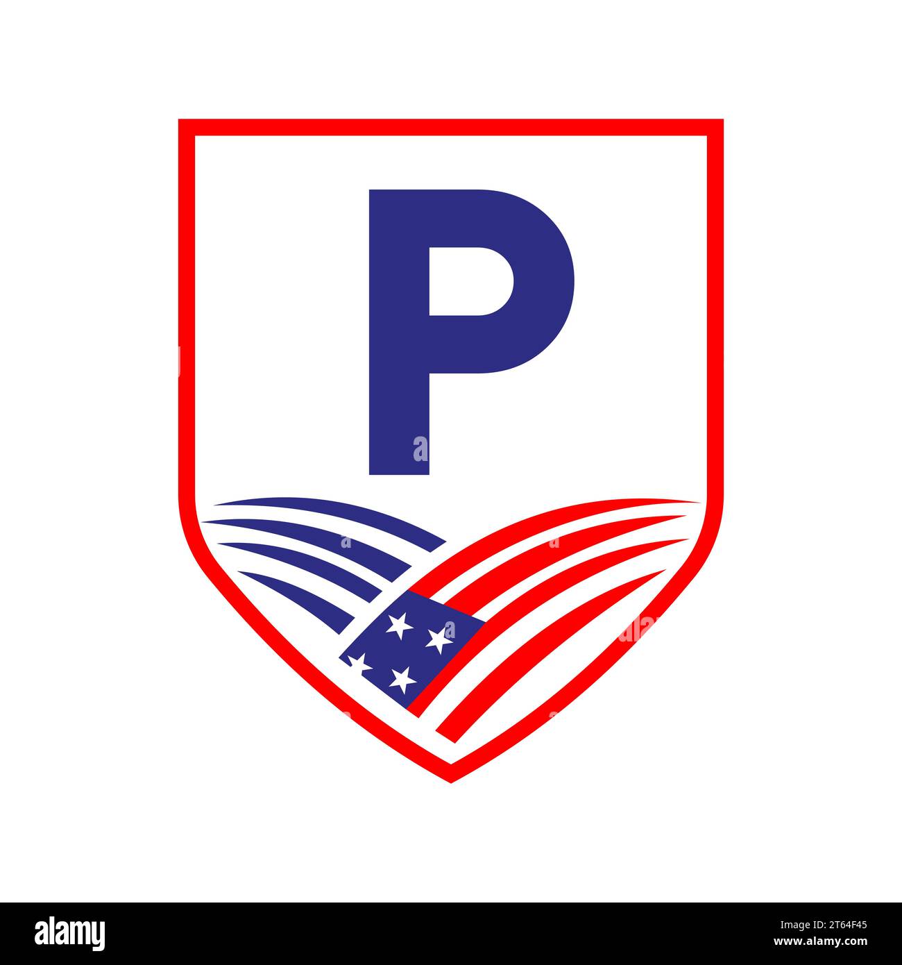 Letter P American Agriculture Logo Template. Usa Agriculture Logotype On Alphabet P Concept Stock Vector