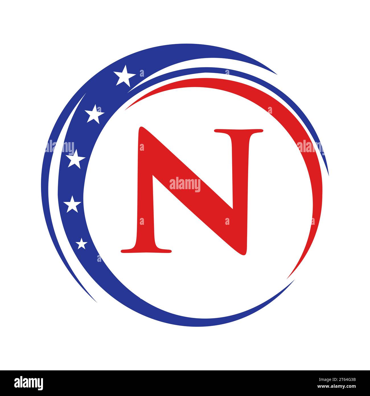 Letter N America Logo USA Flag. Patriotic American Logo Design On Letter N Template Stock Vector