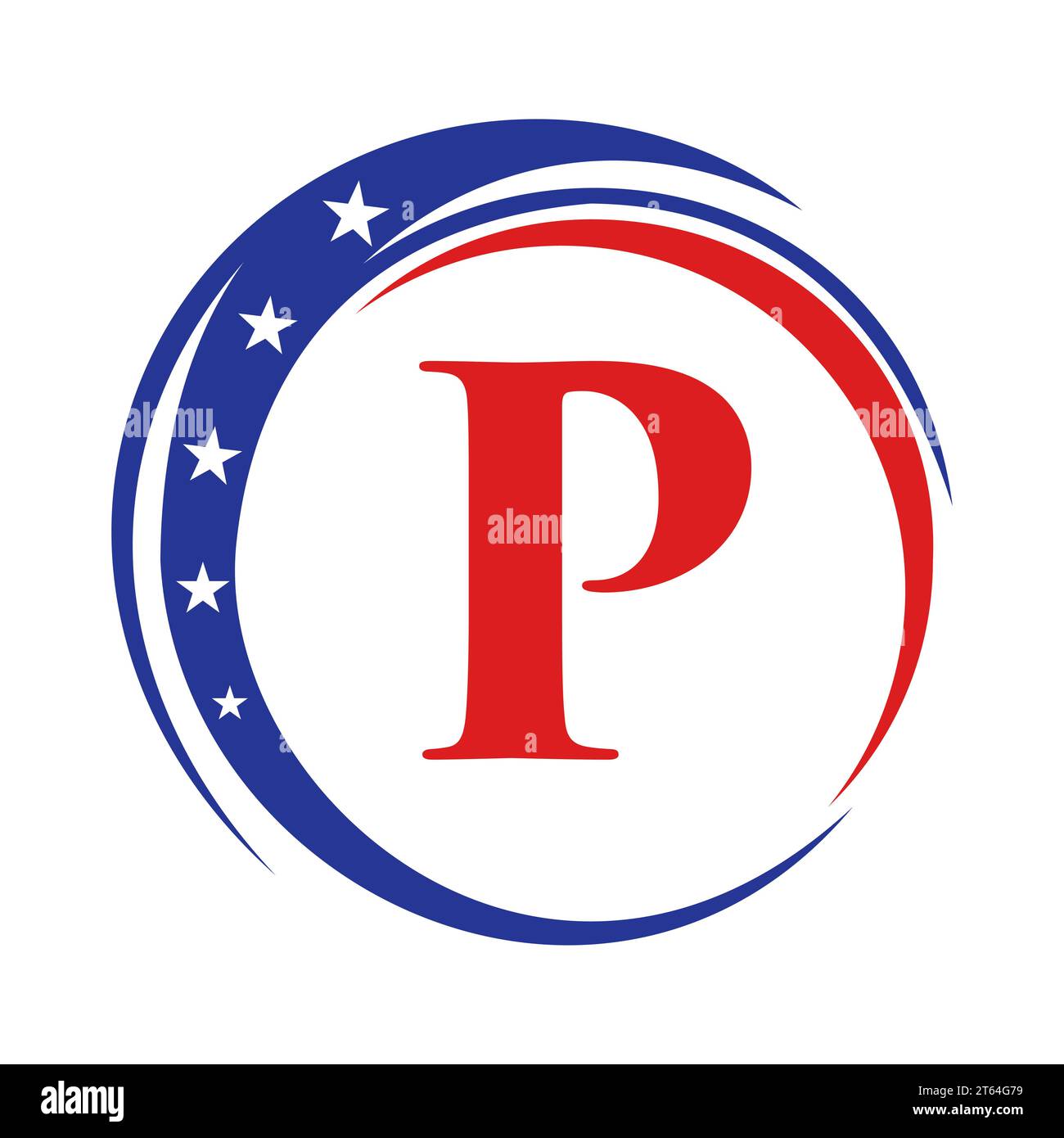 Letter P America Logo USA Flag. Patriotic American Logo Design On