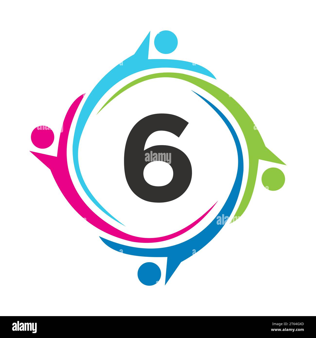 Letter 6 Teamwork Logo Unite Symbol. Charity Sign Community Health Care ...