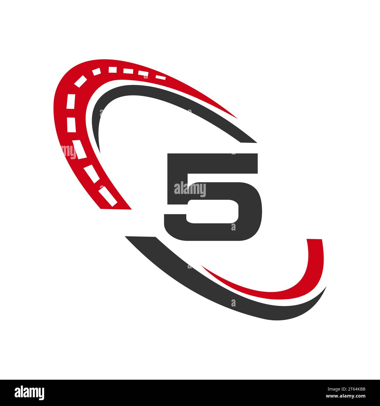 Letter 5 Transport Sign, Transportation Logo Design Template. Automotive Sport Road Logo Element Stock Vector