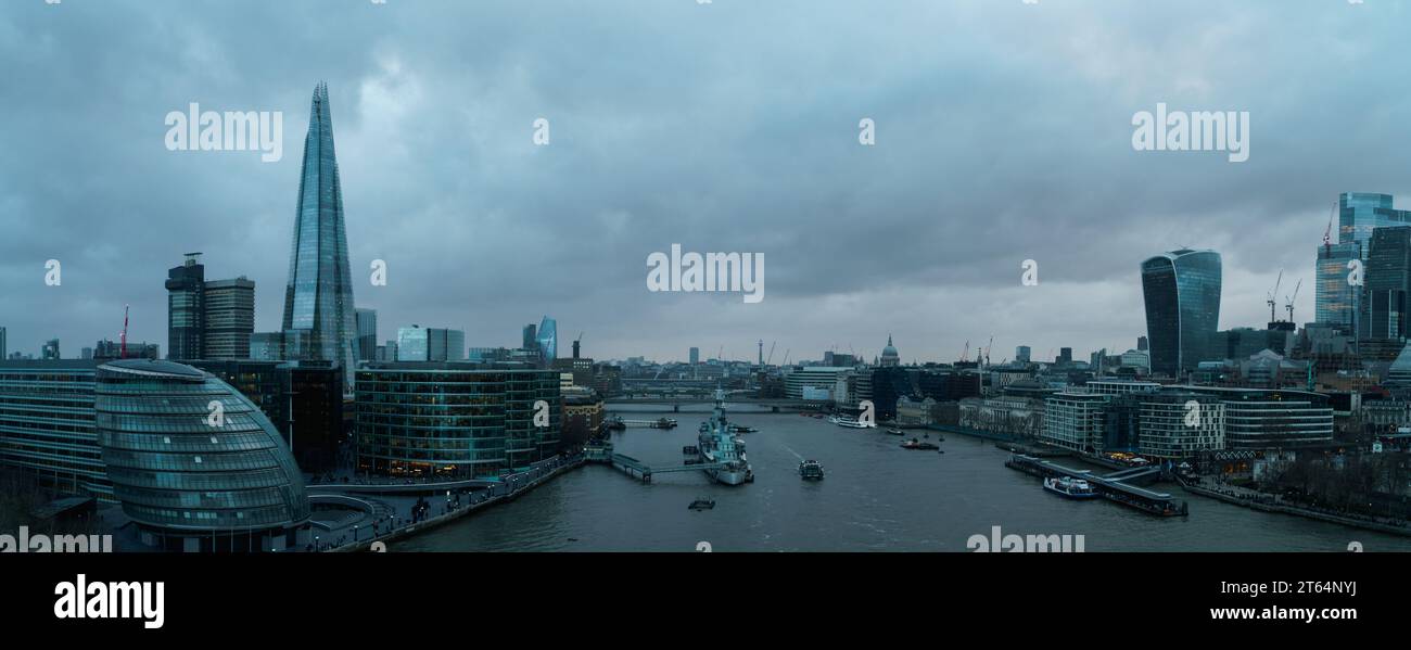 London Thames Landscape Cityscape Stock Photo