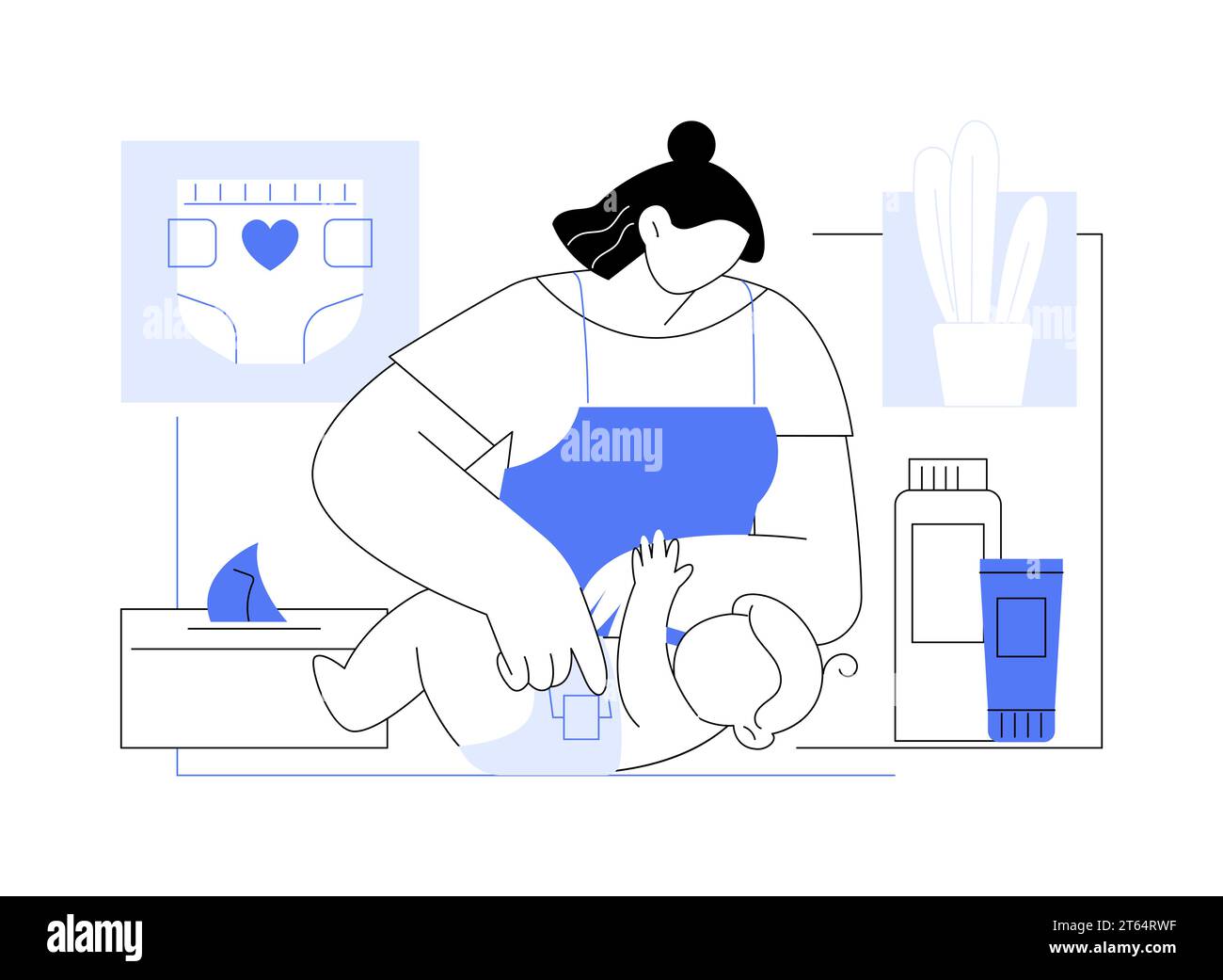 Changing diaper isolated cartoon vector illustrations Stock Vector