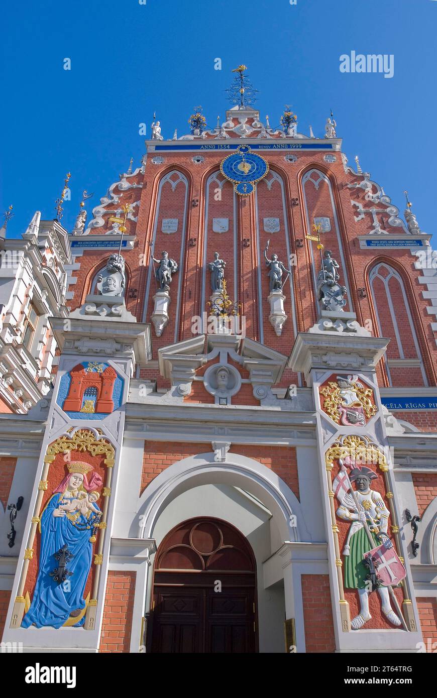 The Blackheads' House with the relief of St Maurice and St Mary Mother ...