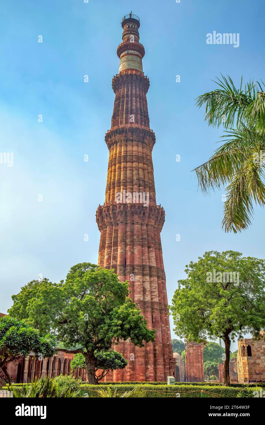 Qutub Minar building in the city of New Delhi India Stock Photo