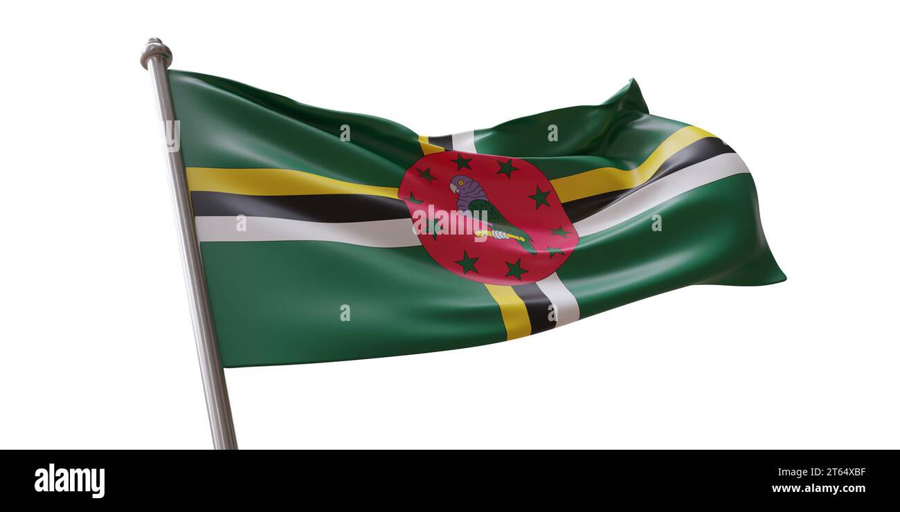 Dominica flag waving isolated on white transparent background Stock ...