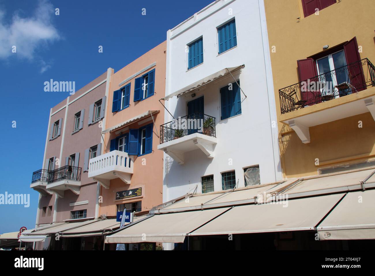 habitation buildings in chania in crete in greece Stock Photo