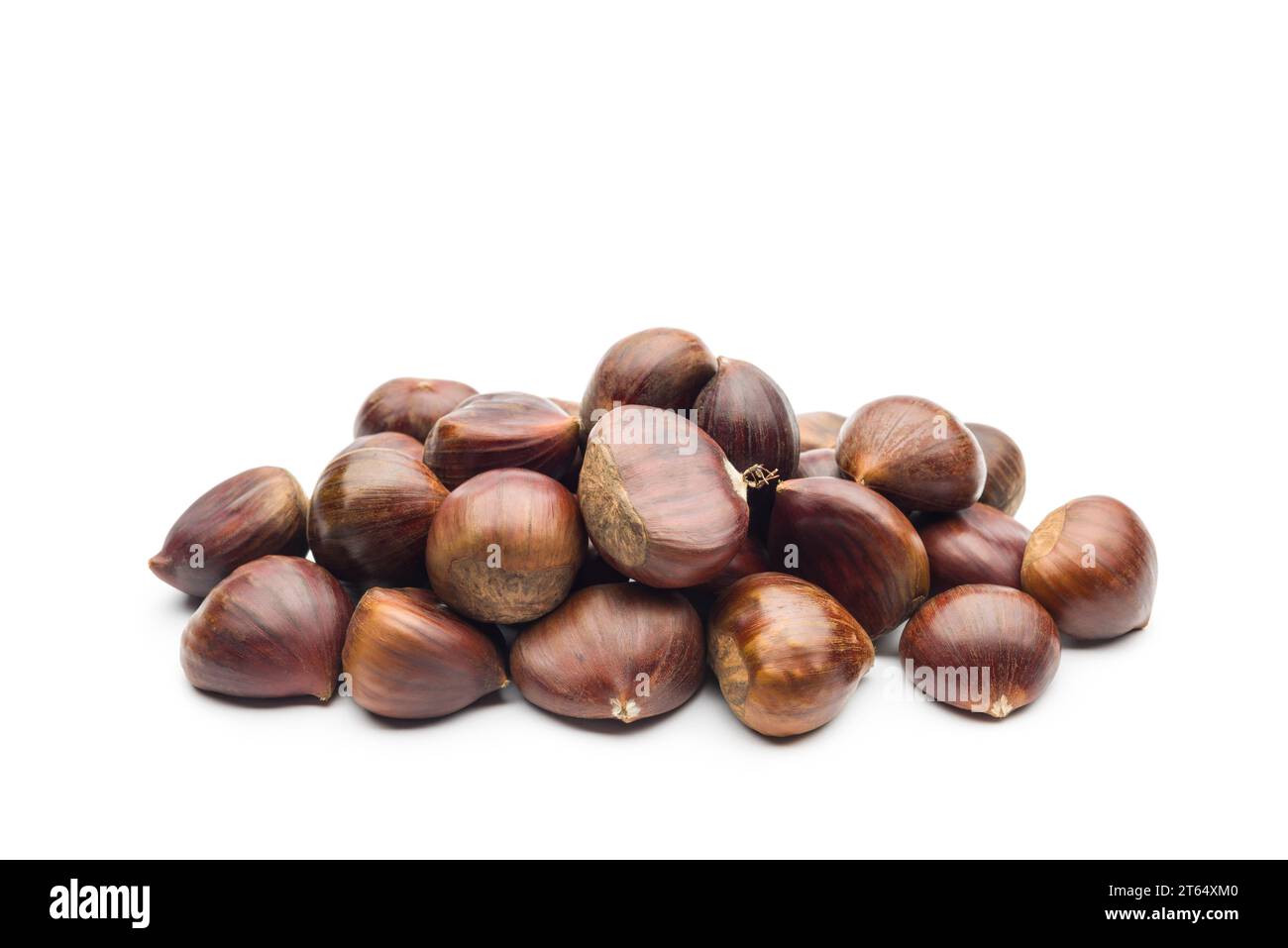 Chestnuts bunch on white background. Stock Photo