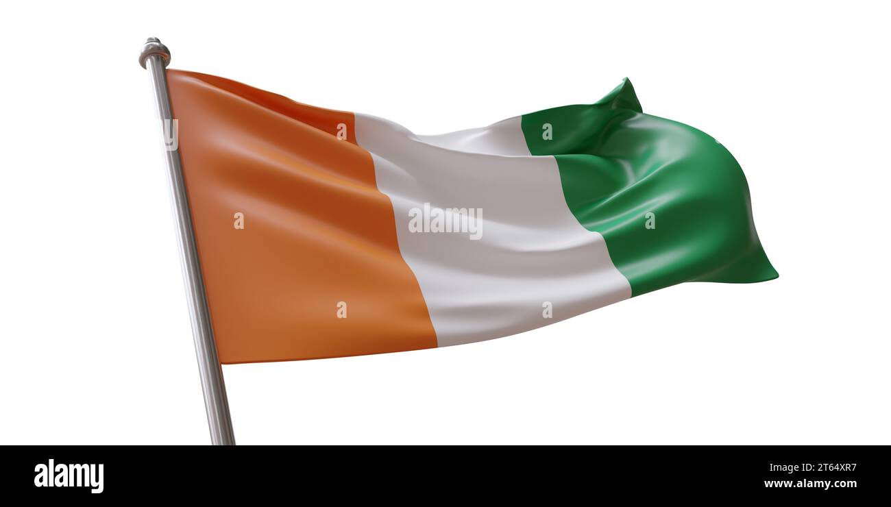 Ivory Coast Flag Isolated Realistic Wave Flag Of Ivory Coast