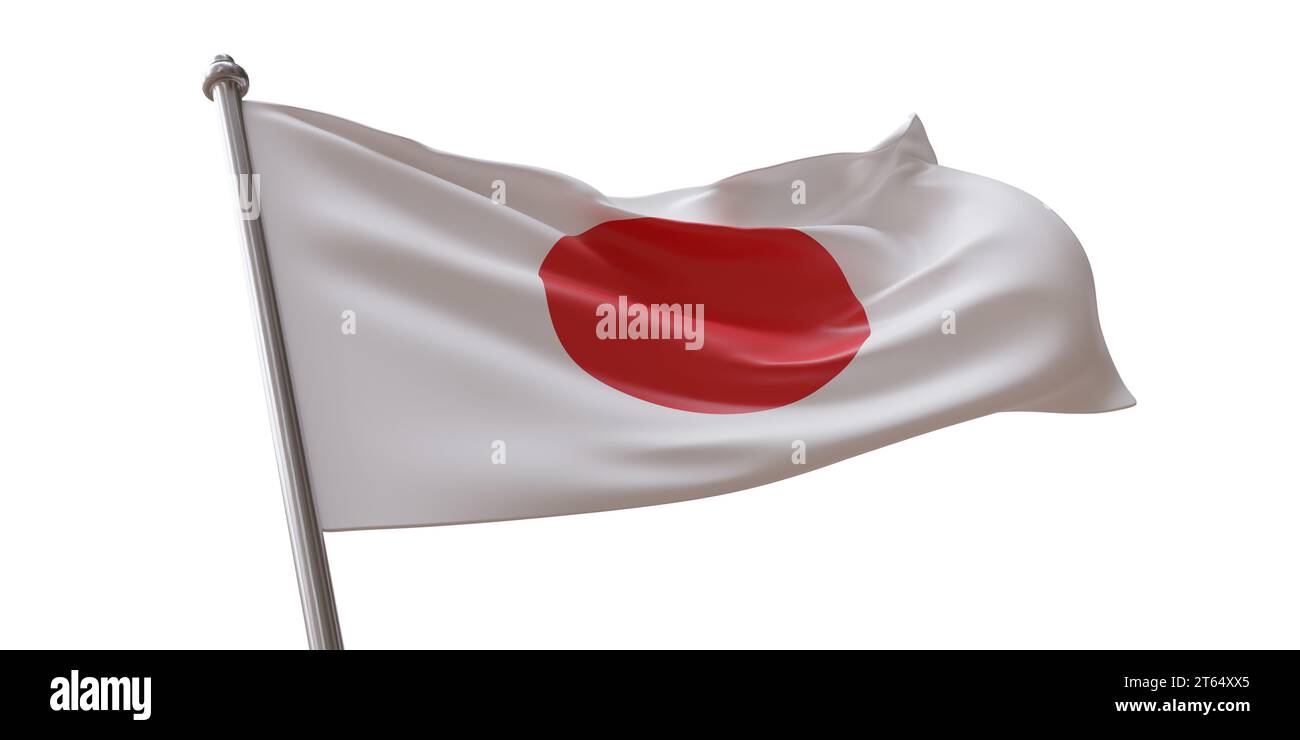 Japan flag waving isolated on white transparent background Stock Photo
