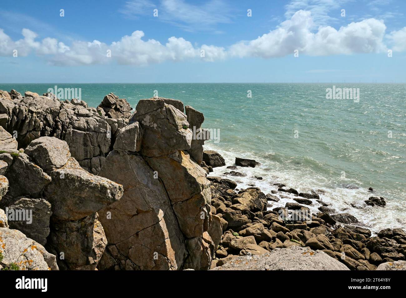 Rocky coast on the Atlantic, Le Croisic, Loire-Atlantique, Pays de la Loire, France Stock Photo