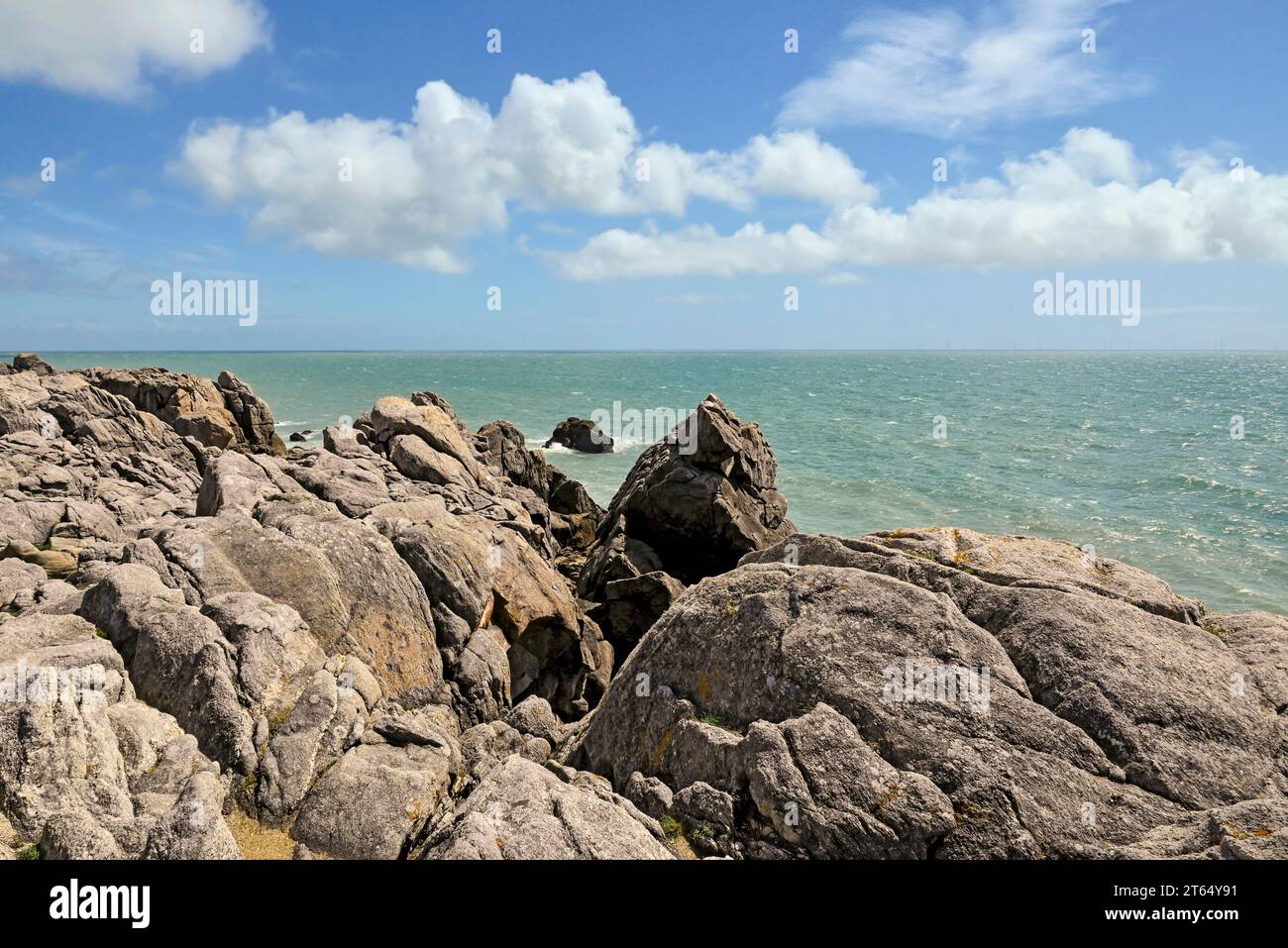 Rocky coast on the Atlantic, Le Croisic, Loire-Atlantique, Pays de la Loire, France Stock Photo