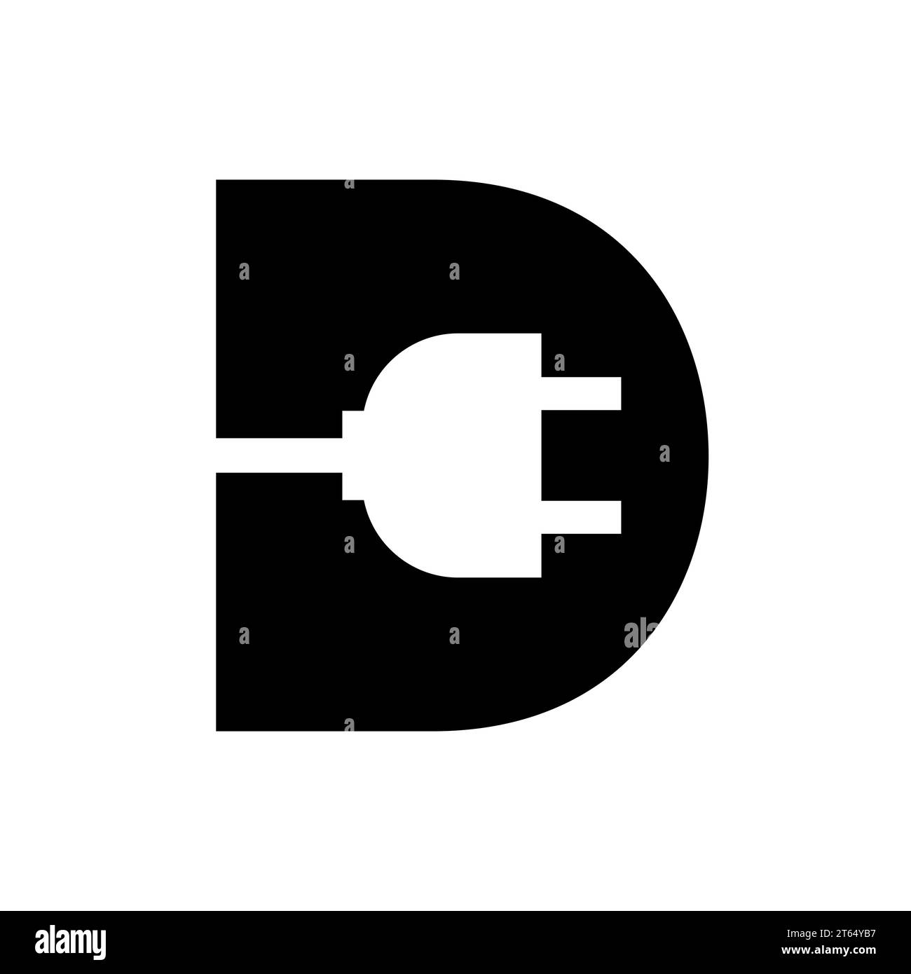 Letter D Electricity or Electrical Logo Concept with Electric Plug