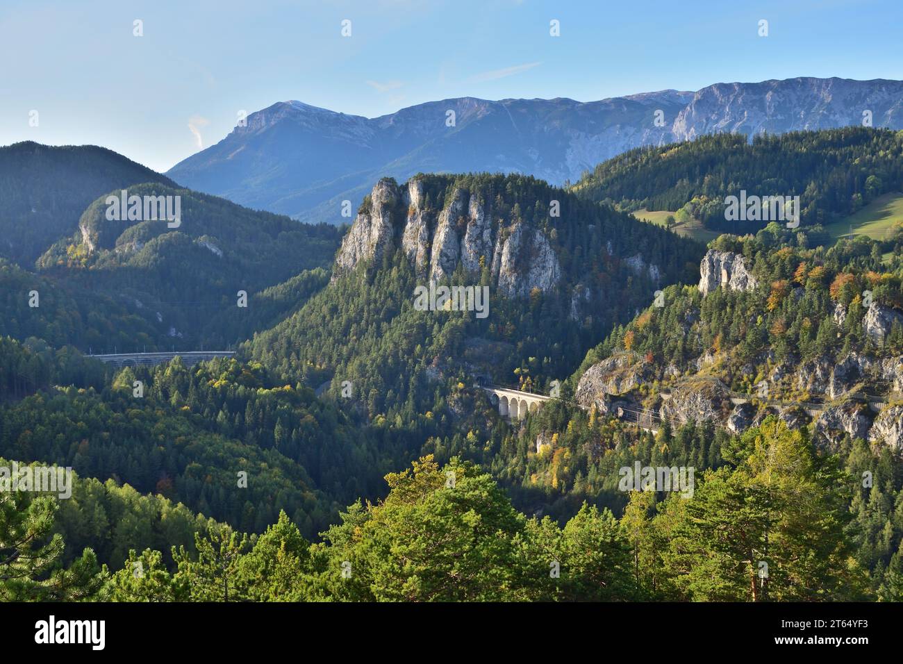20 Schilling viewpoint near Semmering, Austria on an autumn day Stock Photo