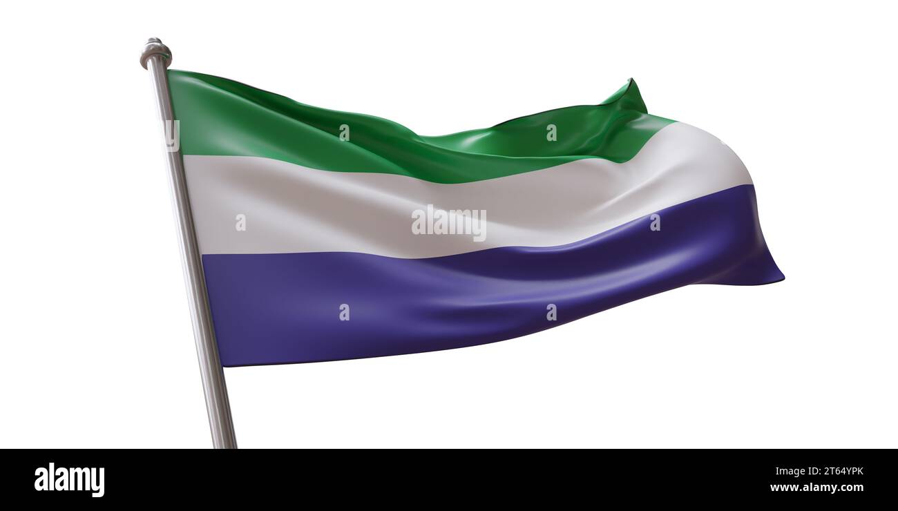 Sierra Leone flag waving isolated on white transparent background Stock ...