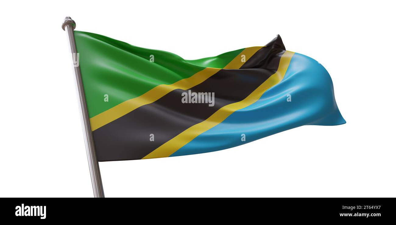 Tanzania flag waving isolated on white transparent background Stock ...