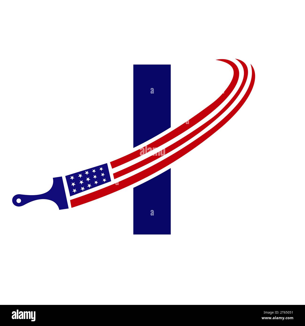 Letter I American Paint Logo Concept with Paint Brush Vector Template ...