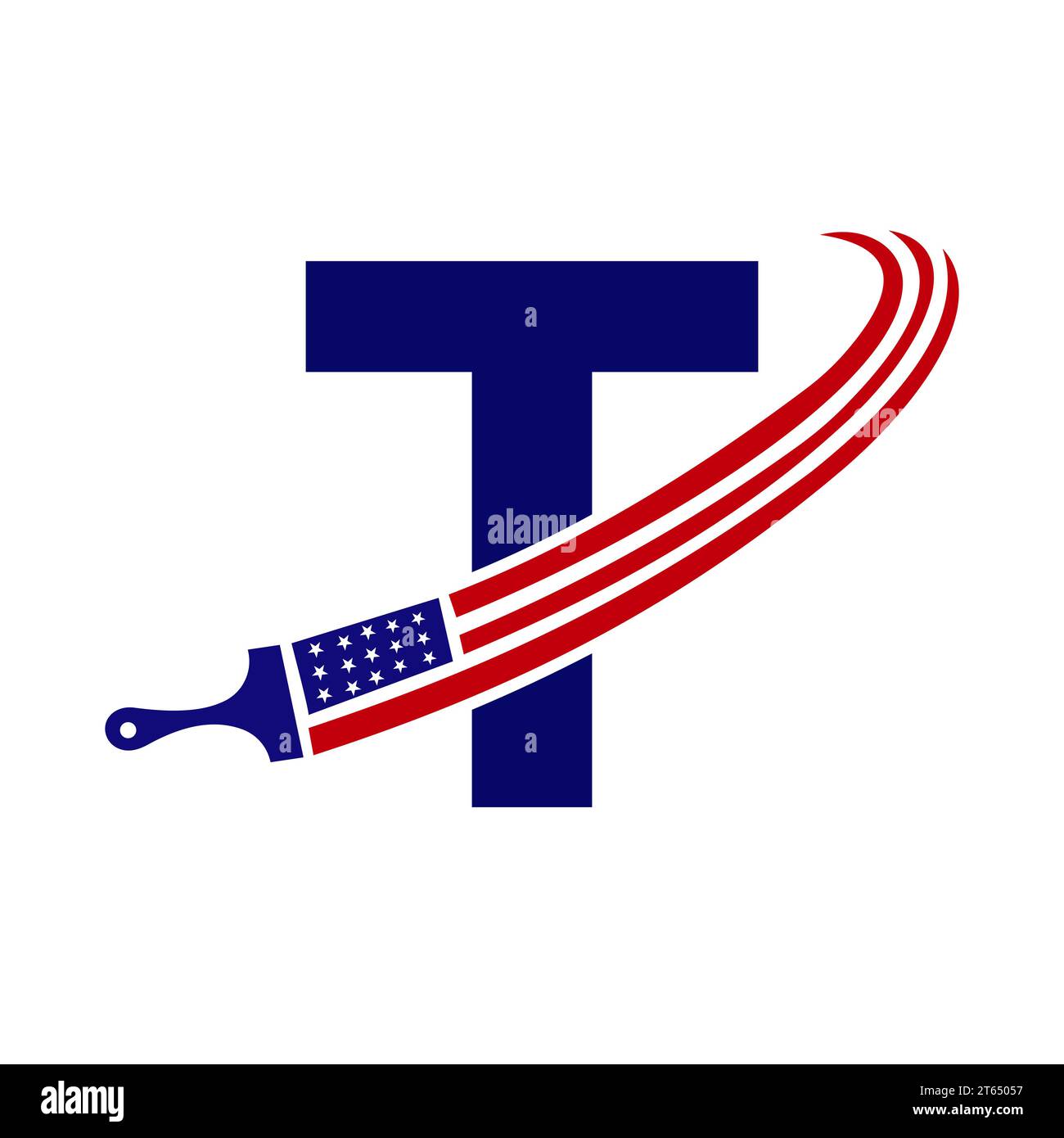 Letter T American Paint Logo Concept with Paint Brush Vector Template ...