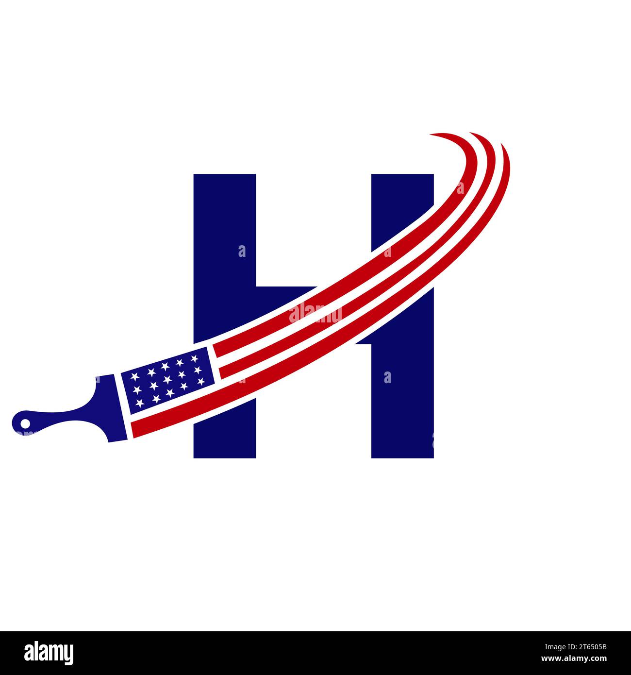 Letter H American Paint Logo Concept with Paint Brush Vector Template ...