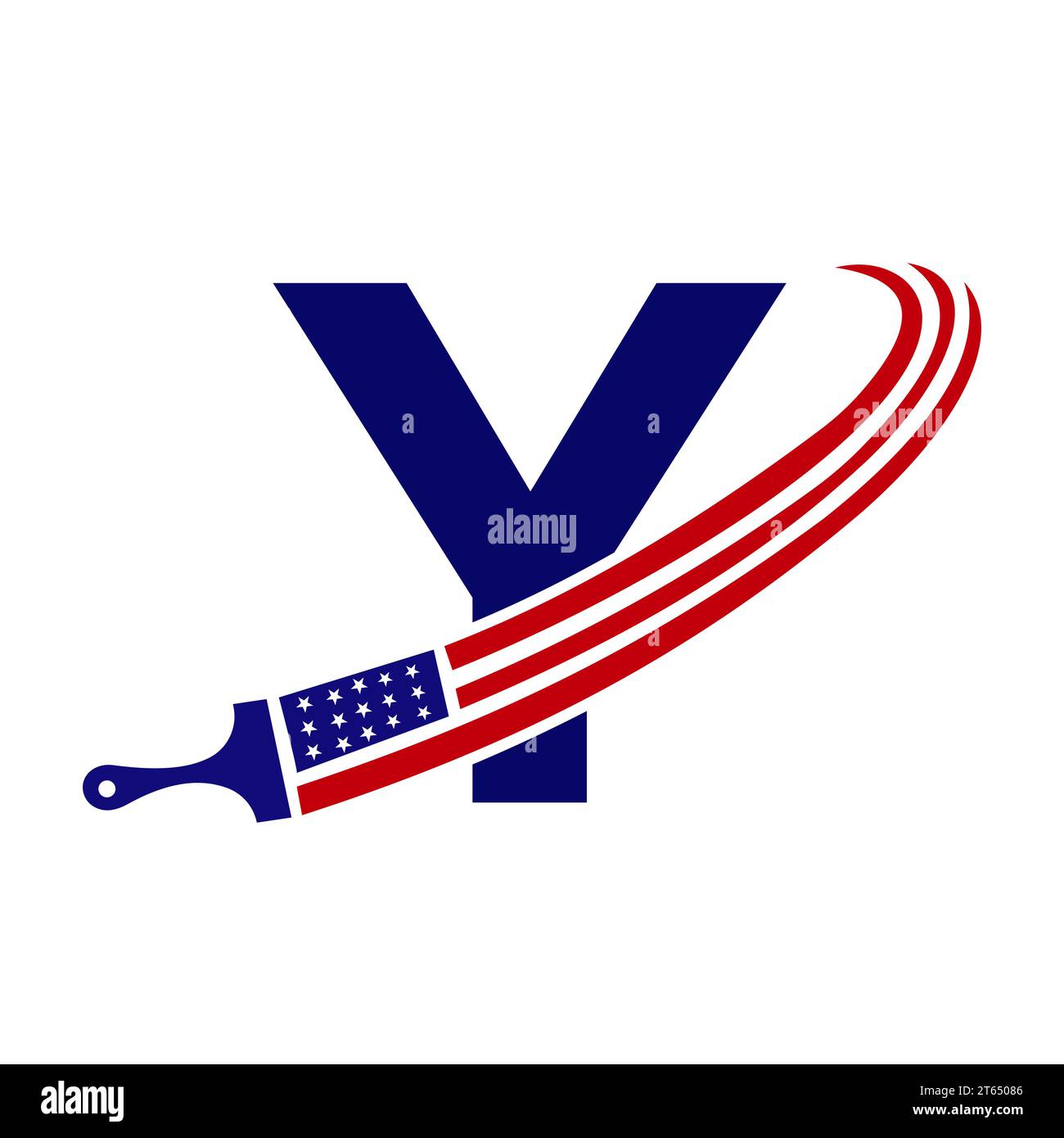 Letter Y American Paint Logo Concept with Paint Brush Vector Template ...